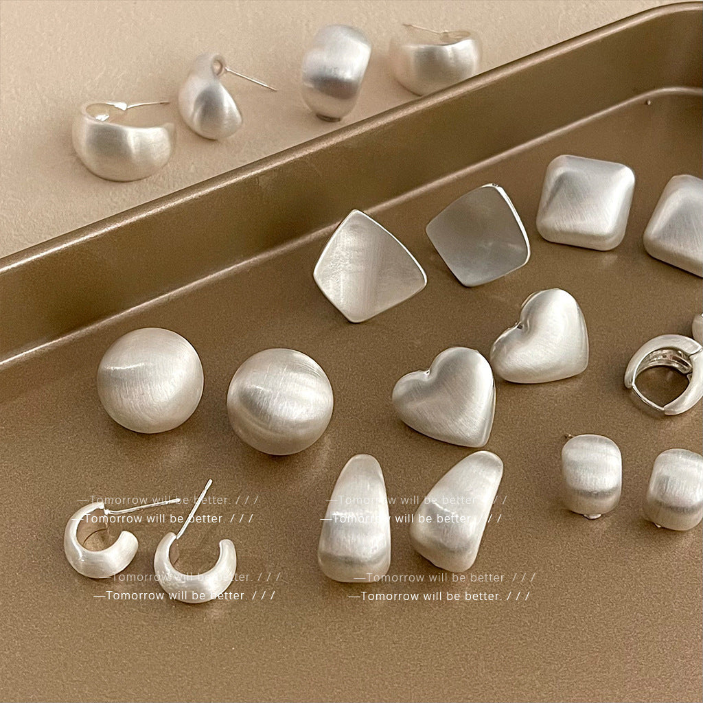 Matte Texture Geometric Female Niche Fashion Earrings