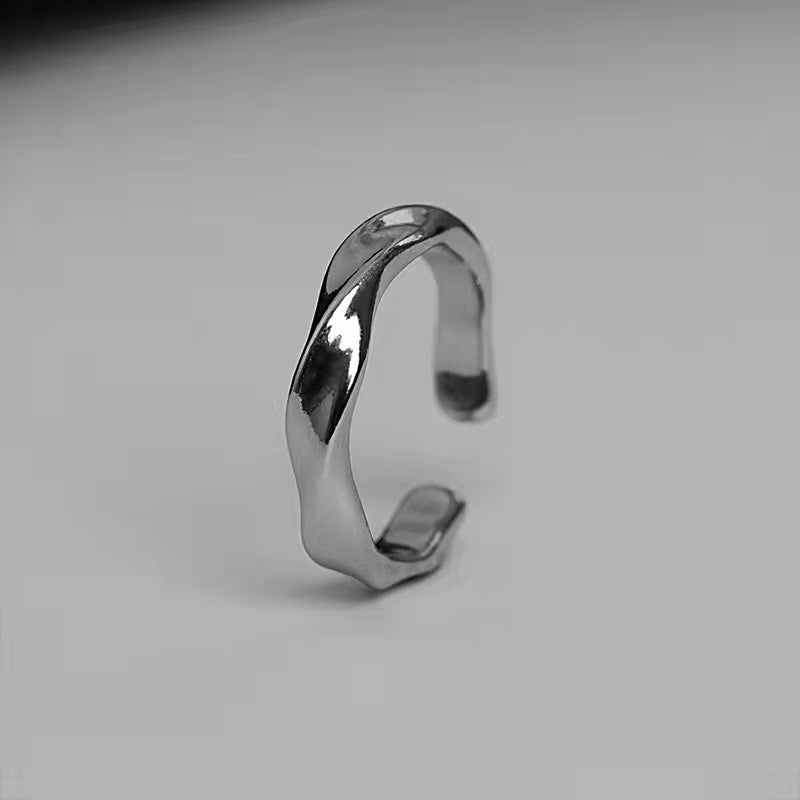 Mobius Strip Wave Twisted Open Korean Ring