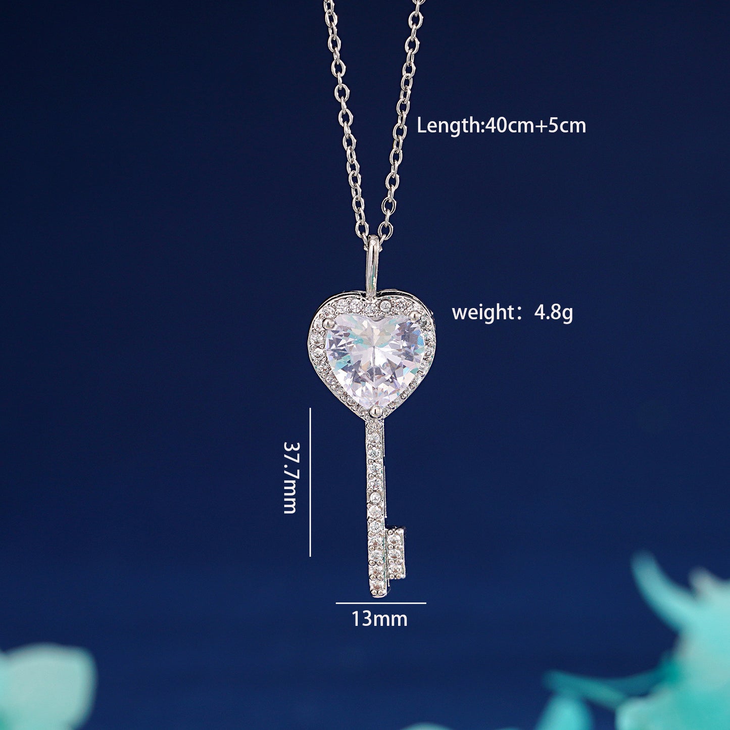 Women's Sweet Loving Heart Zircon Key Special Interest Necklaces