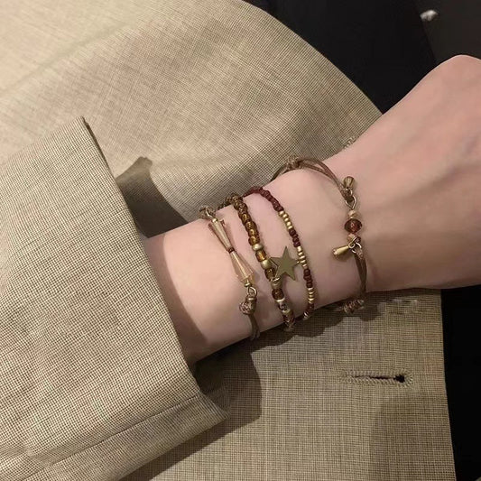 Women's Color Series Vintage Braided Rope Beaded Ethnic Style Bracelet