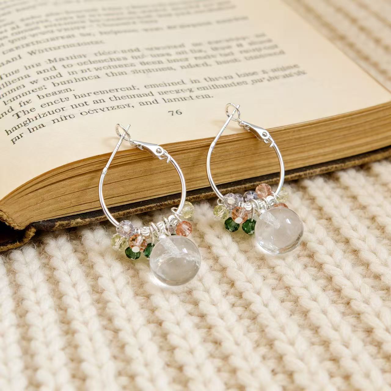 Colorful Crystal String Beads Eardrop Unique Earrings