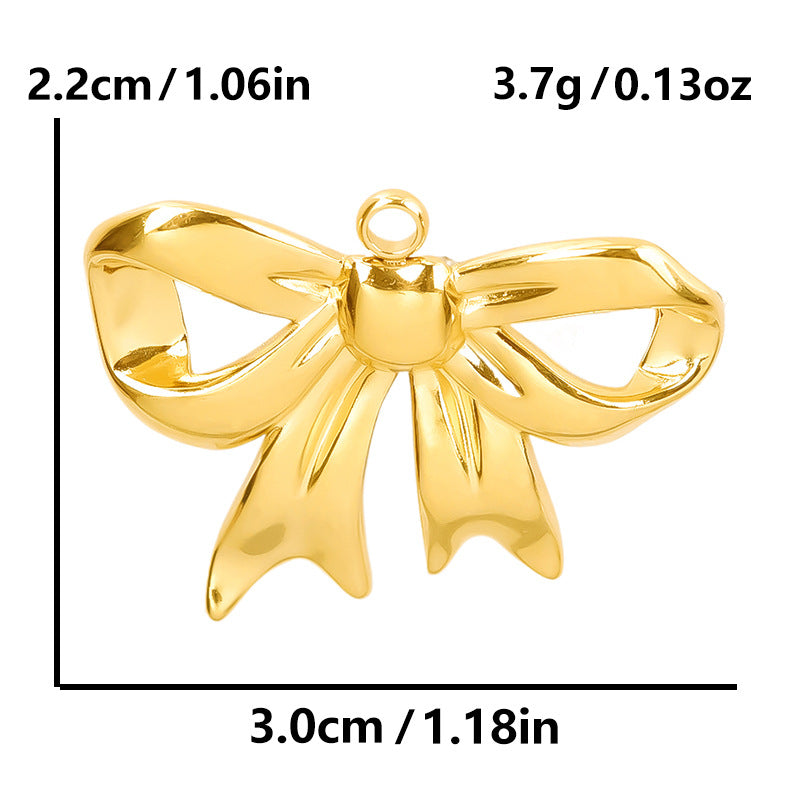 Stainless Steel Golden Bow Fashion Ornaments Pendants