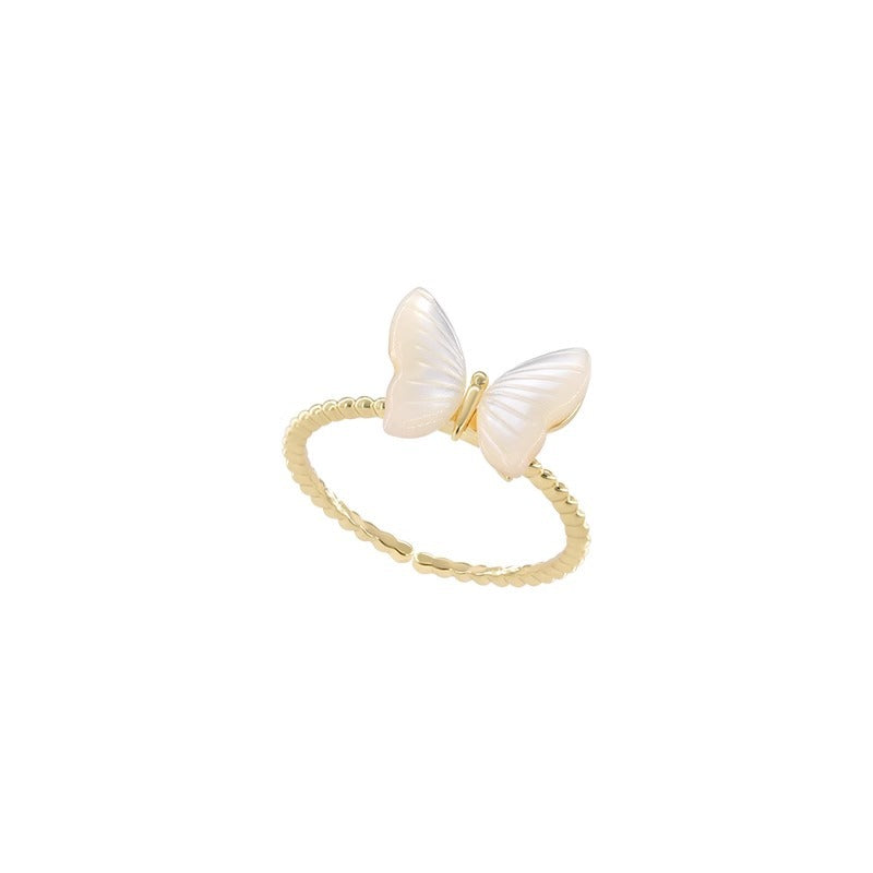 Mother Shell Butterfly Female Light Luxury Rings