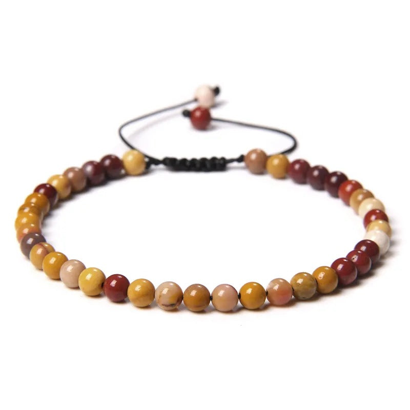 Agate Stone Braided Adjustable Gemstone Beads Bracelet