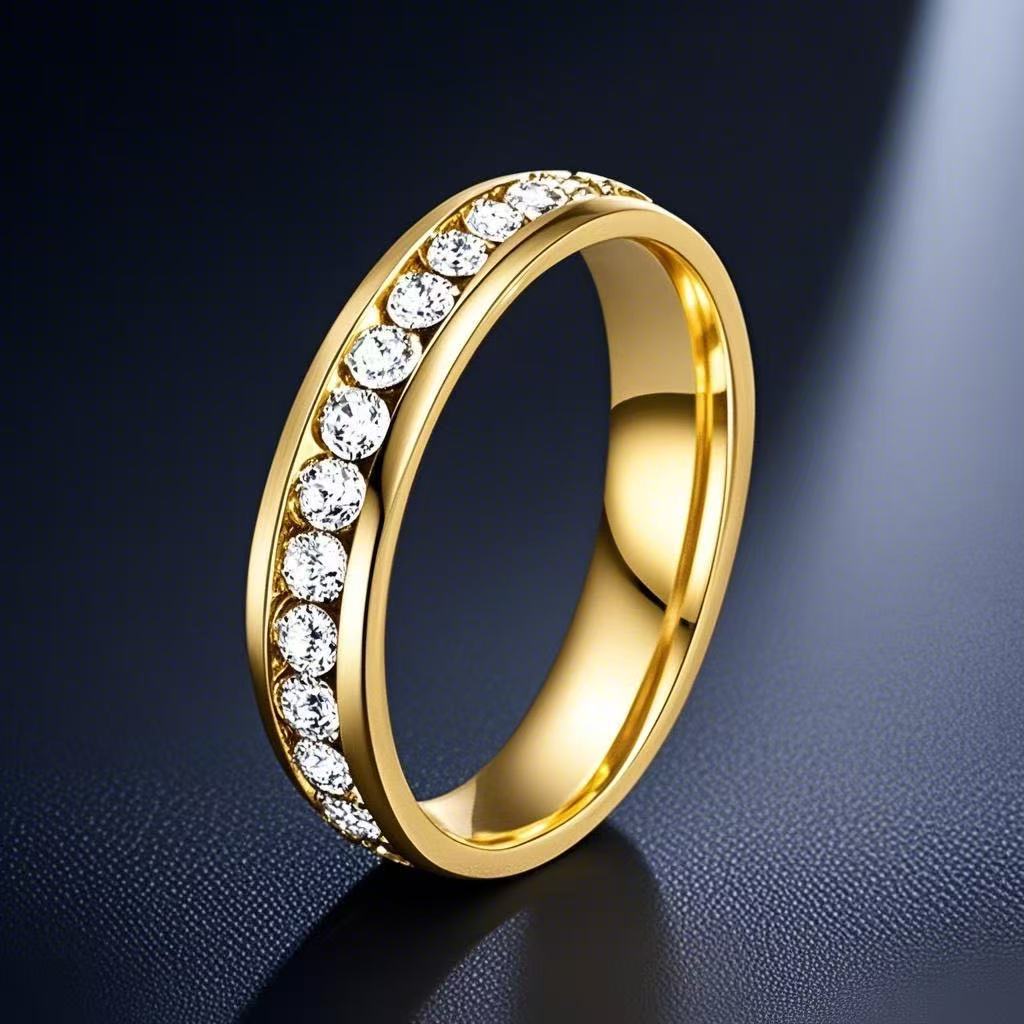 Stainless Steel Starry With Diamonds Diamond Ring