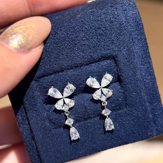 Inlaid Zircon Butterfly Female Light Luxury Minority Earrings
