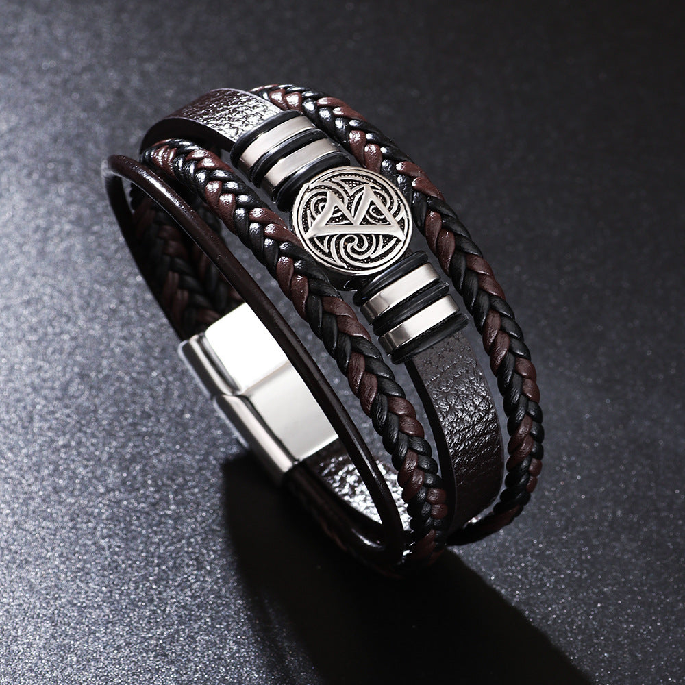 Men's Man Personality Wild Woven Leather Scripture Bracelet