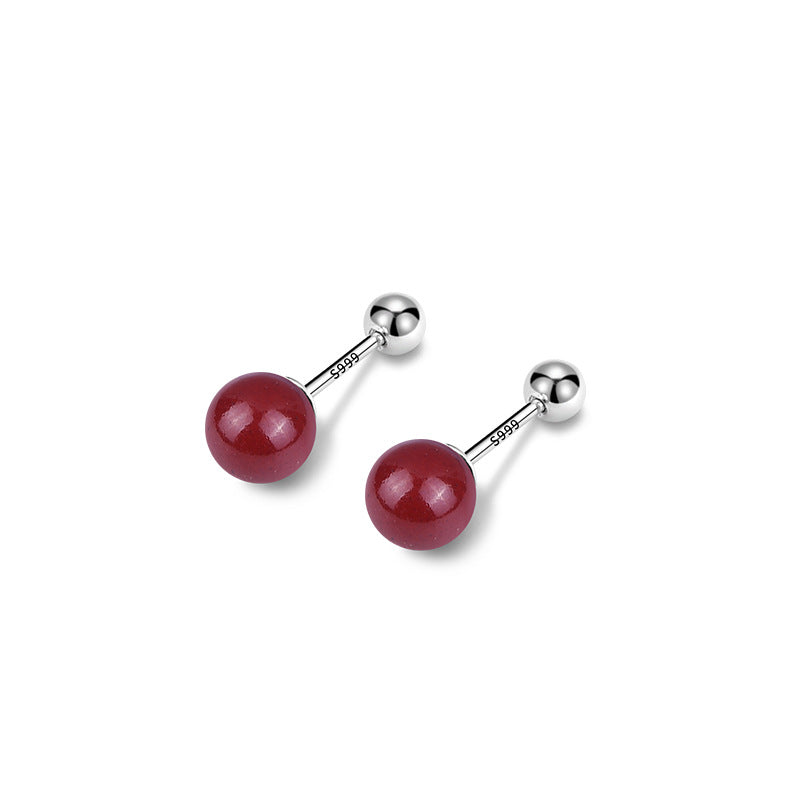 Nail National Trendy Style Small Cinnabar Earrings