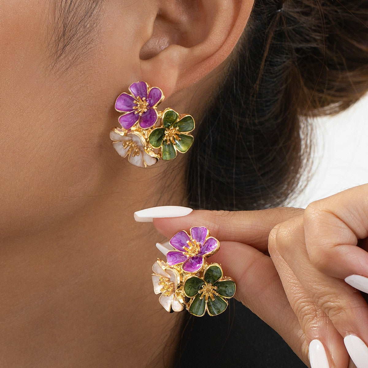 Women's Metal Glaze Flowers Fresh Vacation Style Rings