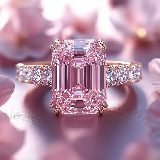 Women's Light Luxury High-grade Pink Gold Diamond Index Rings