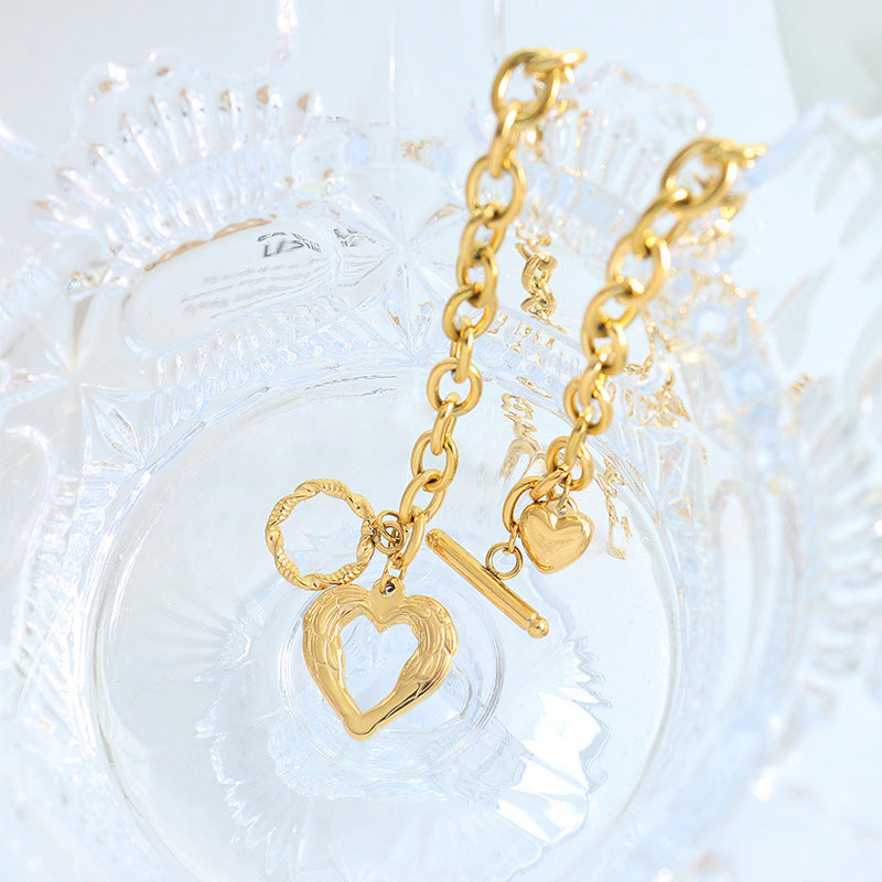 Thick Chain Heart-shaped Buckle Female Titanium Necklaces