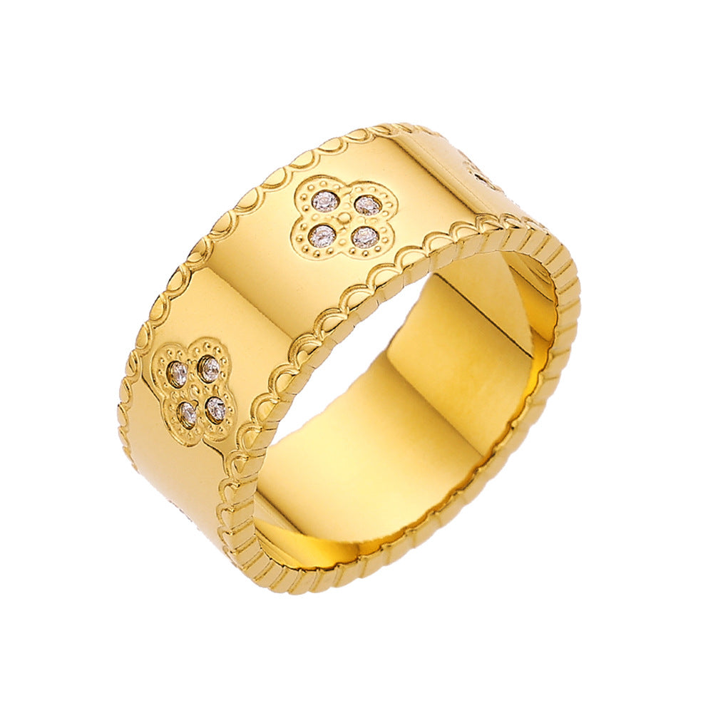 Simple Gold-plated Diamond Gold Retro Love Rings