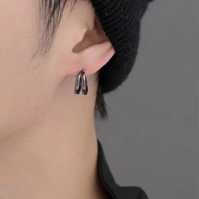 Men's Sier Tide Niche Personality Simple Ear Buckle