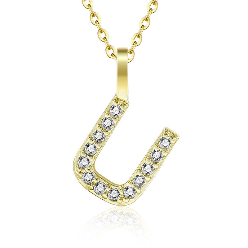 Diamond Inlaid Zircon English Letter Female Pendants