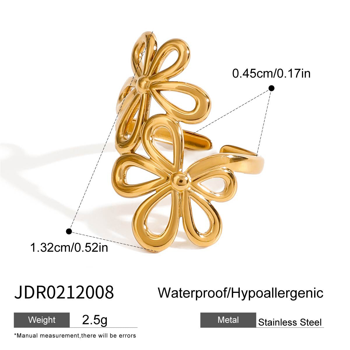 Women's Ding Titanium Steel Flower Light Luxury Ring