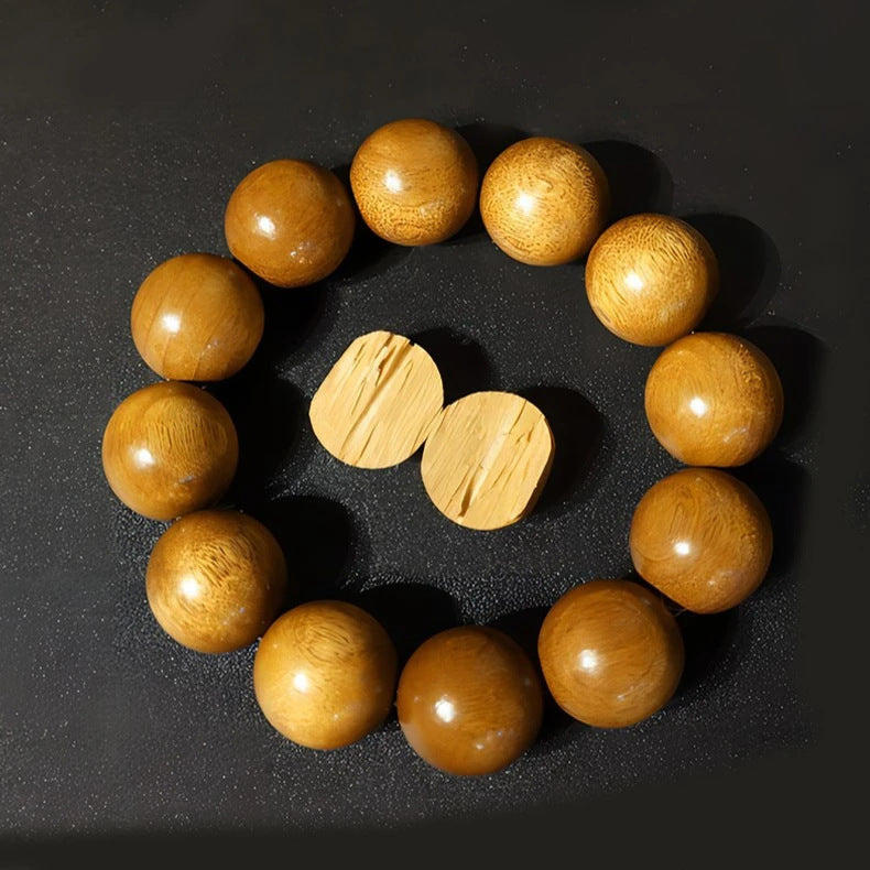 Men's S. Lee Natural Crafts Phoebe Gold Silk Water Ripple Wooden Bracelet