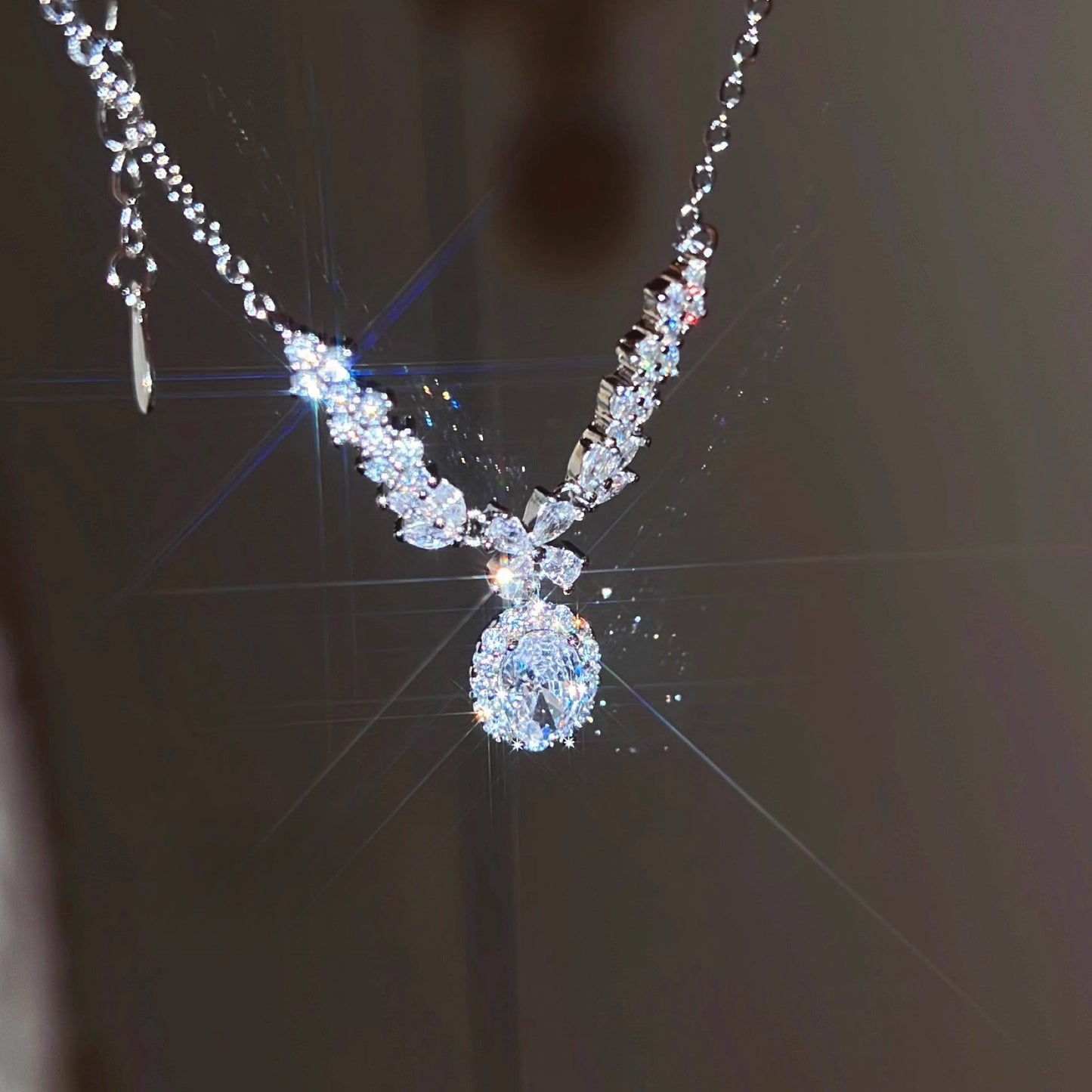 Wings Trendy Autumn Flash Goose Egg Gem Sier Clavicle Necklace