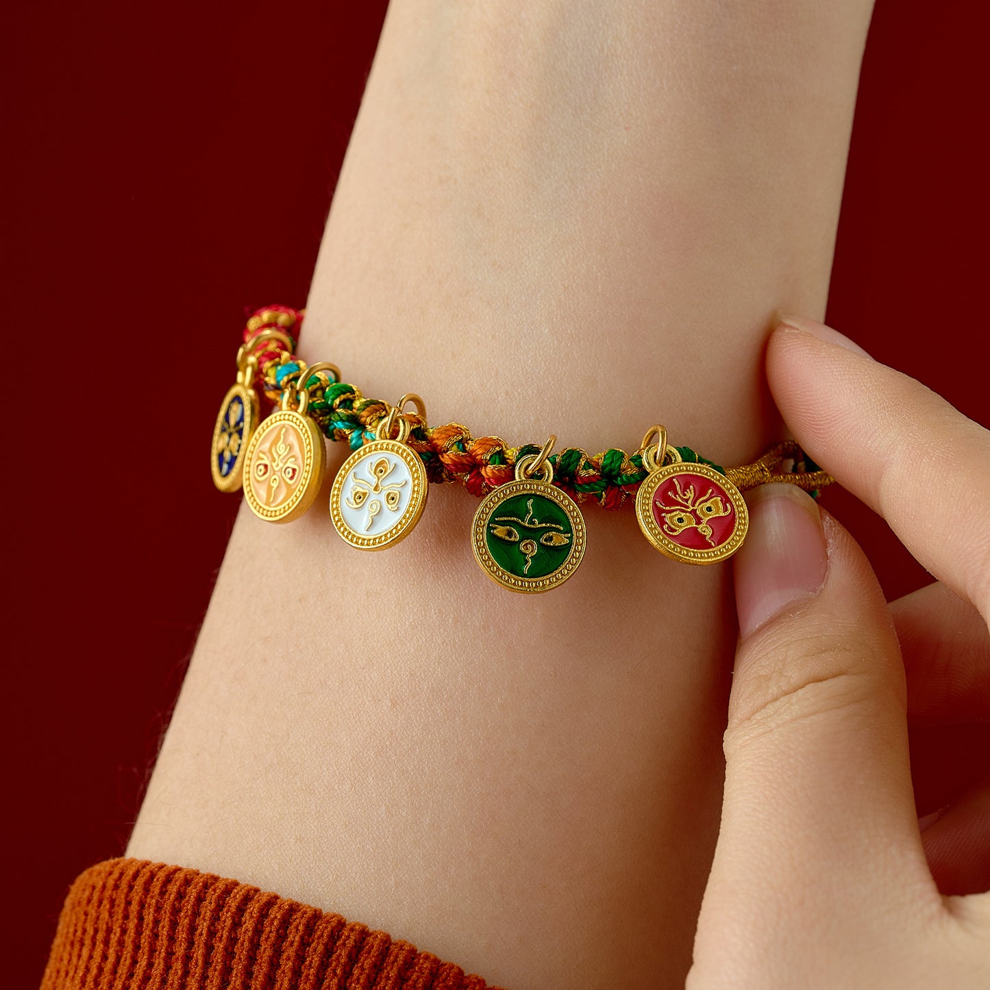 Gods Of Wealth Hand-woven Peach Blossom Knot Carrying Strap Original Bracelets