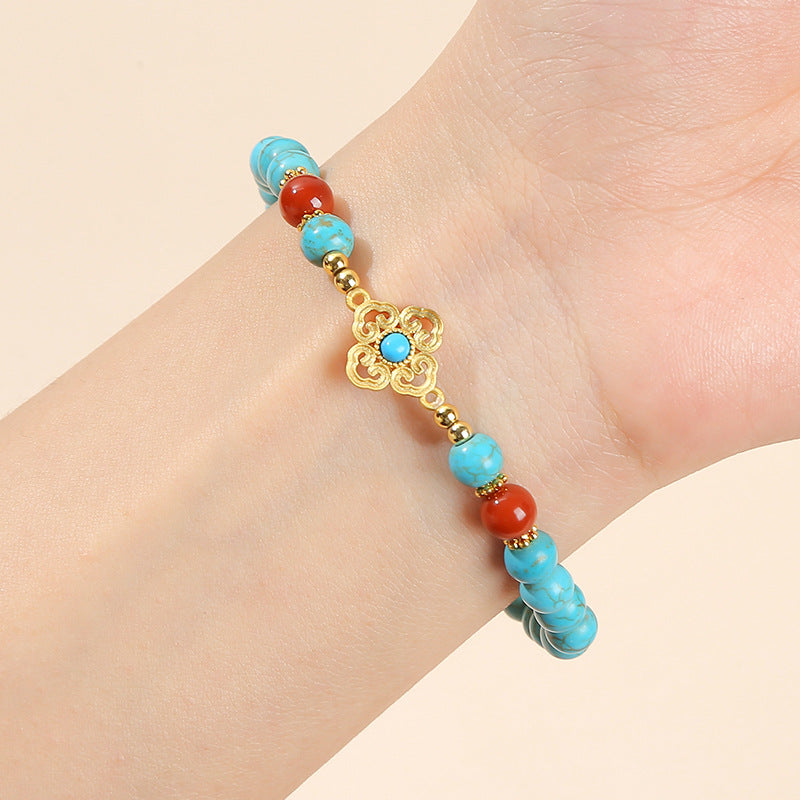 Turquoise Square Ethnic Style Wild Design Bracelet