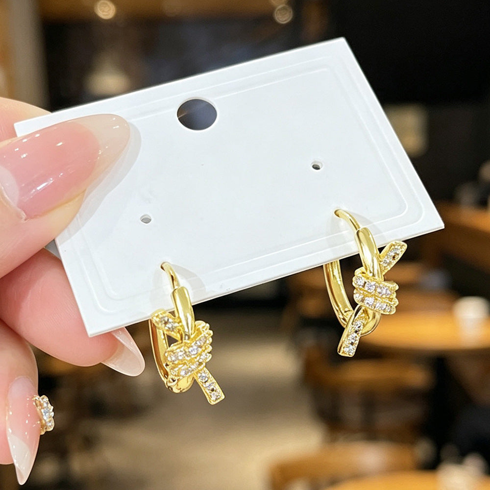 Hitches Micro Inlaid Zircon Clip Affordable Luxury Style Knotted High Ear Buckle