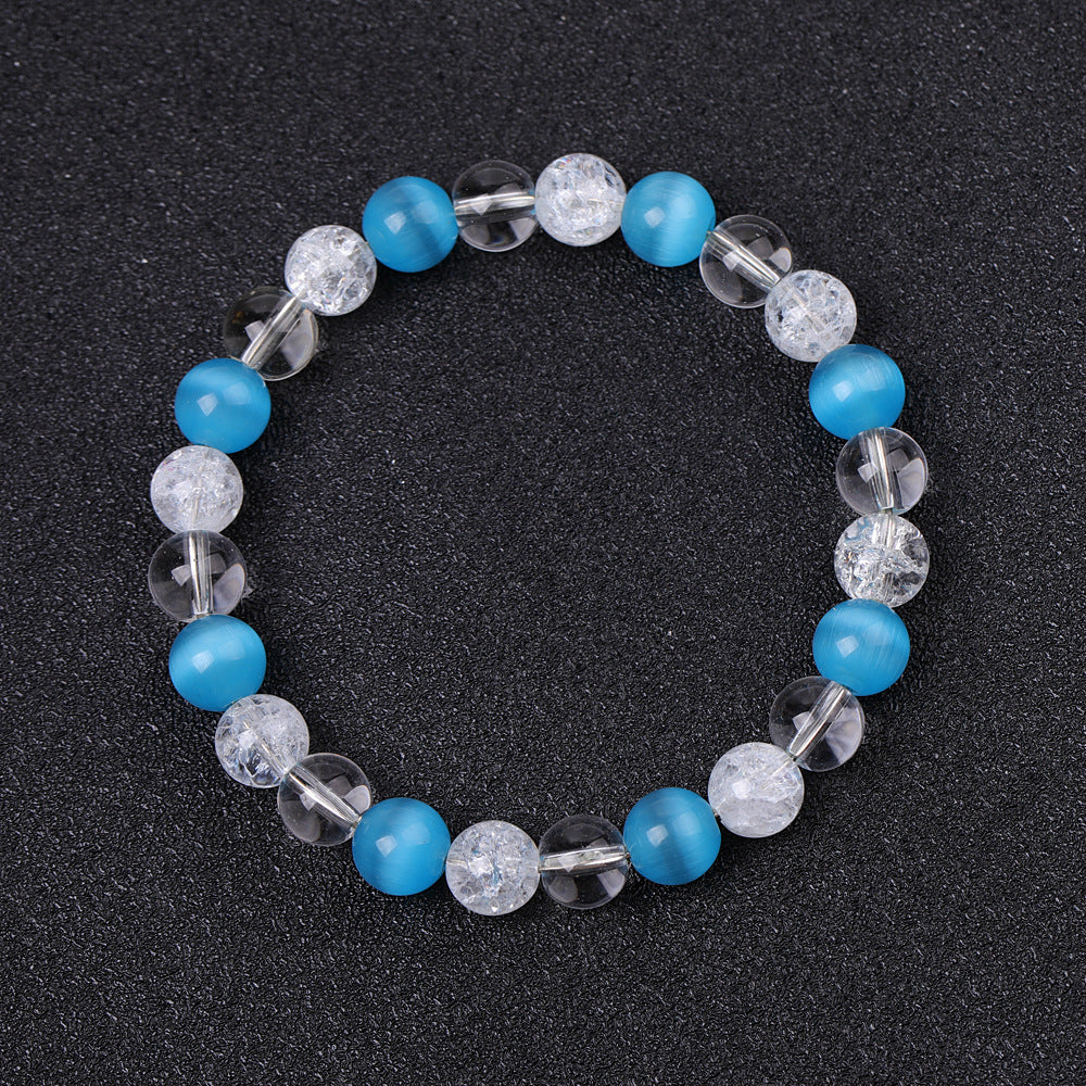 Women's & Men's Black Flash Mixed White-barked Pine Volcanic Rock Diamond-shaped Iron Ore Bracelets