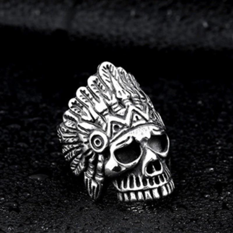 Indian Skull Punk Crowe Trendy Male Rings