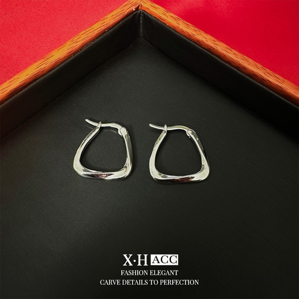 Fashionable Metal Texture Light Luxury Simple Earrings