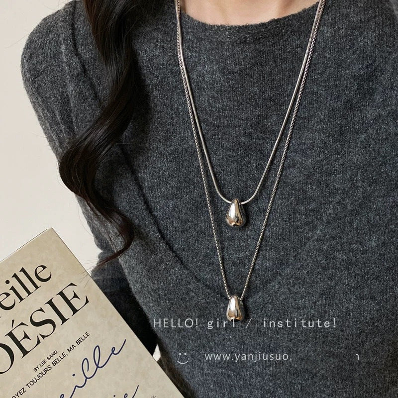 Women's Simple Water Drop For Long Sweater Chain Casual Necklace