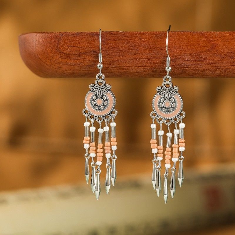 Ethnic Style Long Fringe Exotic Holiday Trip Earrings