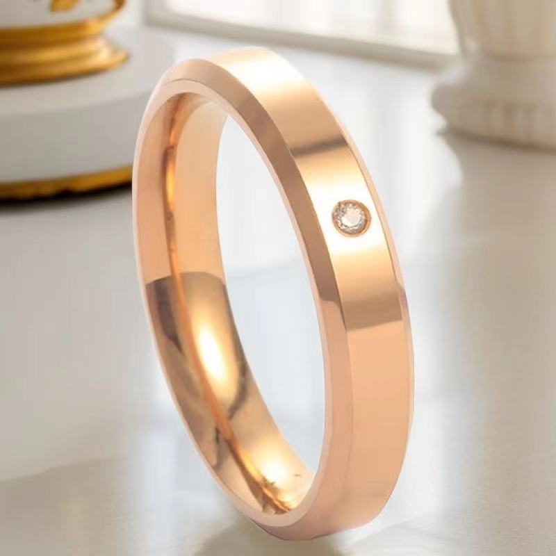 Steel Couple Pairs Of Wind Diamond Niche Simple Rings