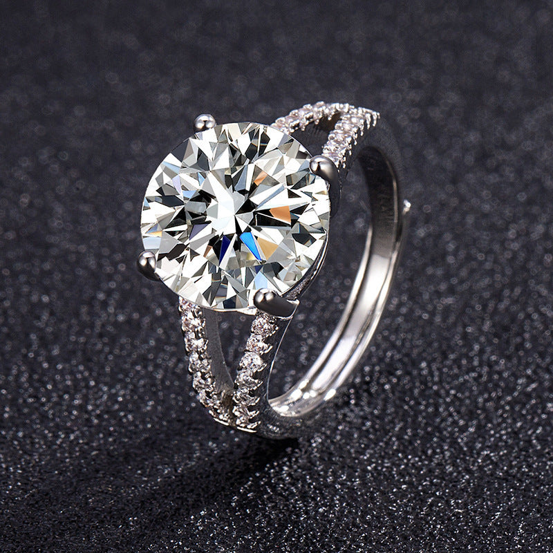 Eight Hearts Arrows Zircon Imitation Moissanite Female Male Six Claw Ring