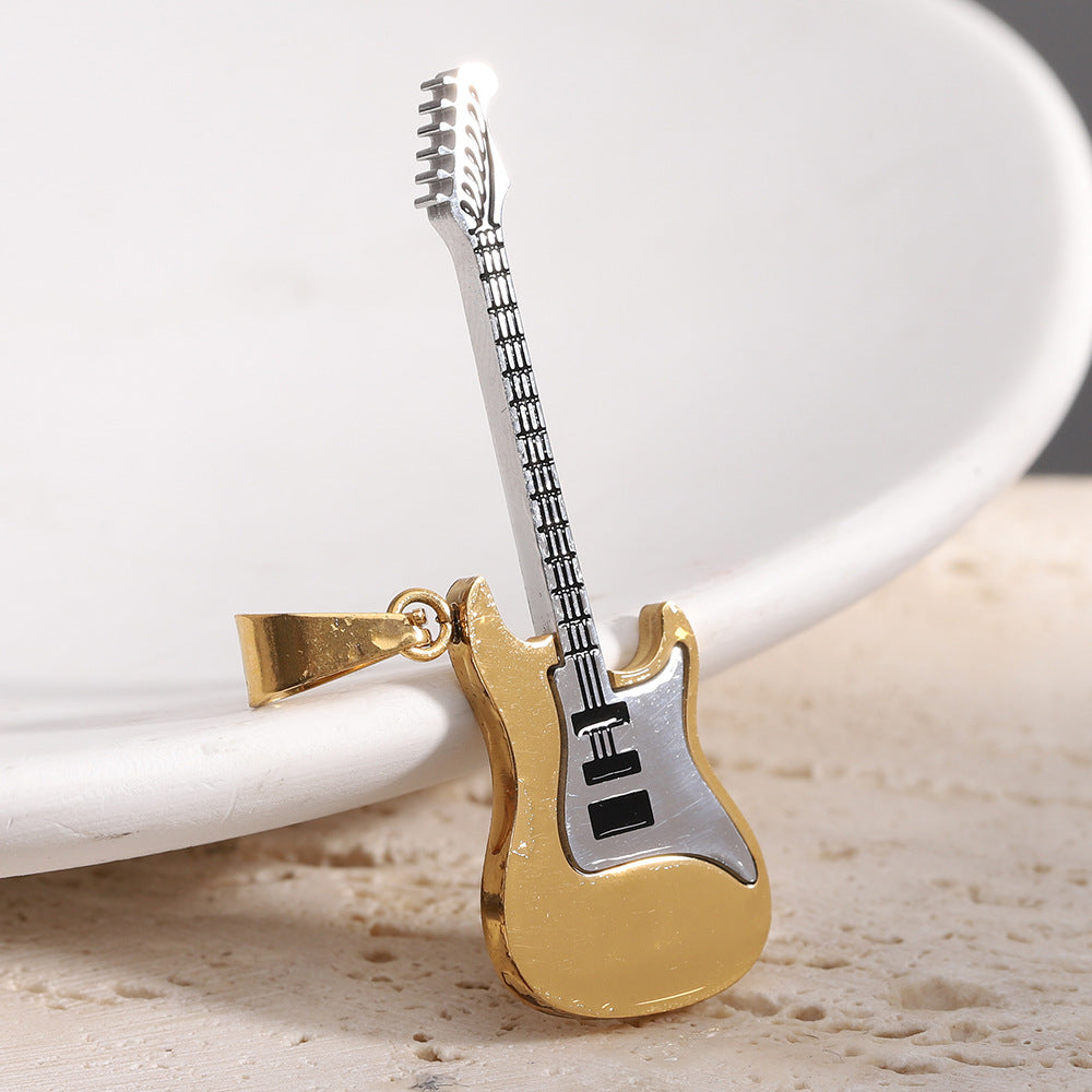 Personality Fashion Stainless Steel Guitar Street Necklaces