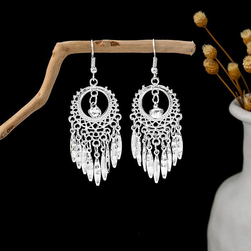 Miao Sier Personality Hollow Out Leaf-shaped Fashion Earrings