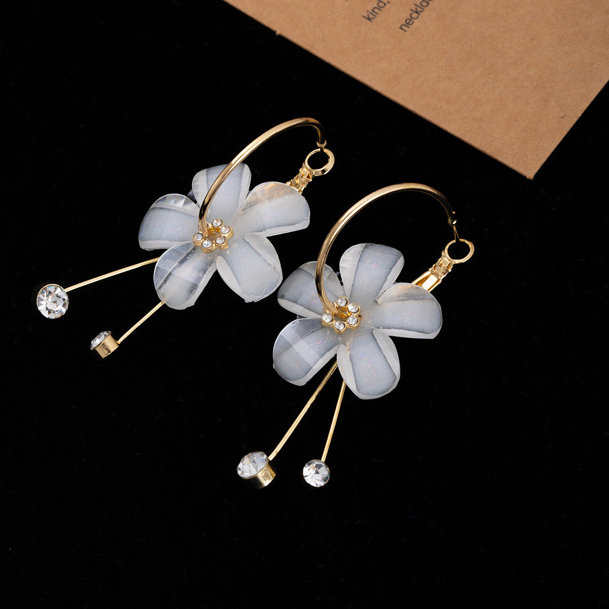 Women's Sier Needle Korean Style Elegant Glass Petal Flower Super Fairy Earrings