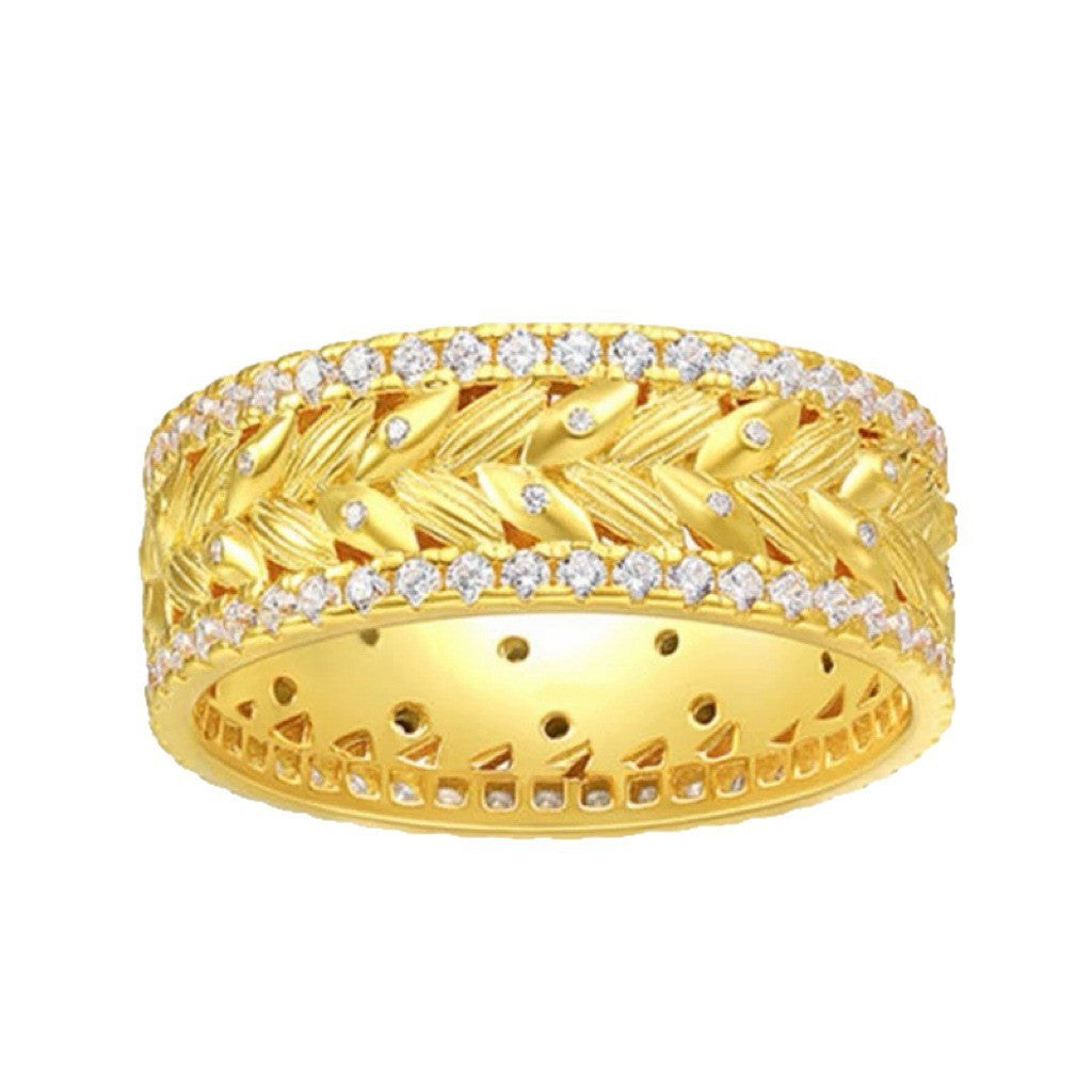 Panicle Safe Female Light Luxury Ancient Style Full Diamond Wheat Ring