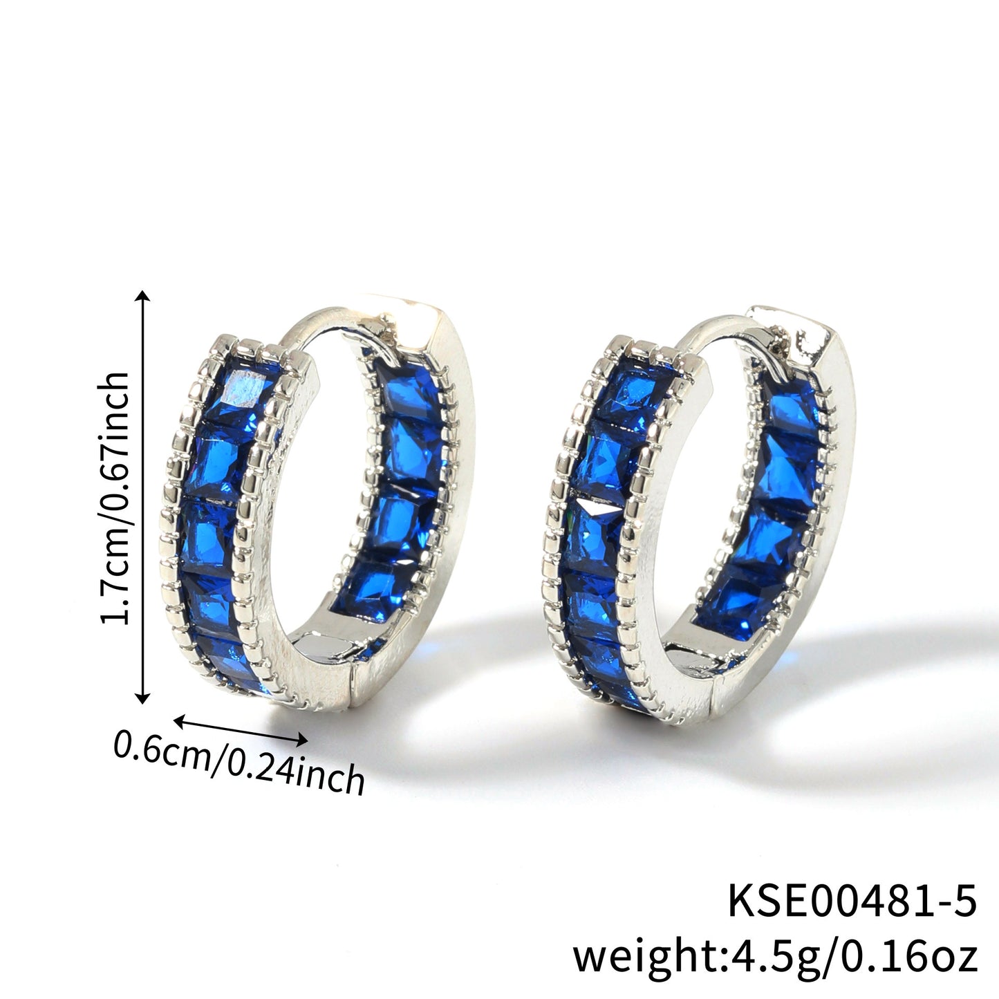 Color Square Zircon Shaped Clip Optional Fashion Full Diamond Ear Buckle