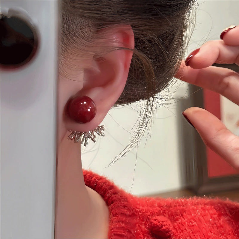 Women's Red Pearl Zircon Fireworks Bead Fashion Earrings