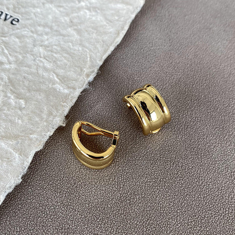 Temperament Ear Clip High-grade Wide Face Copper Rings