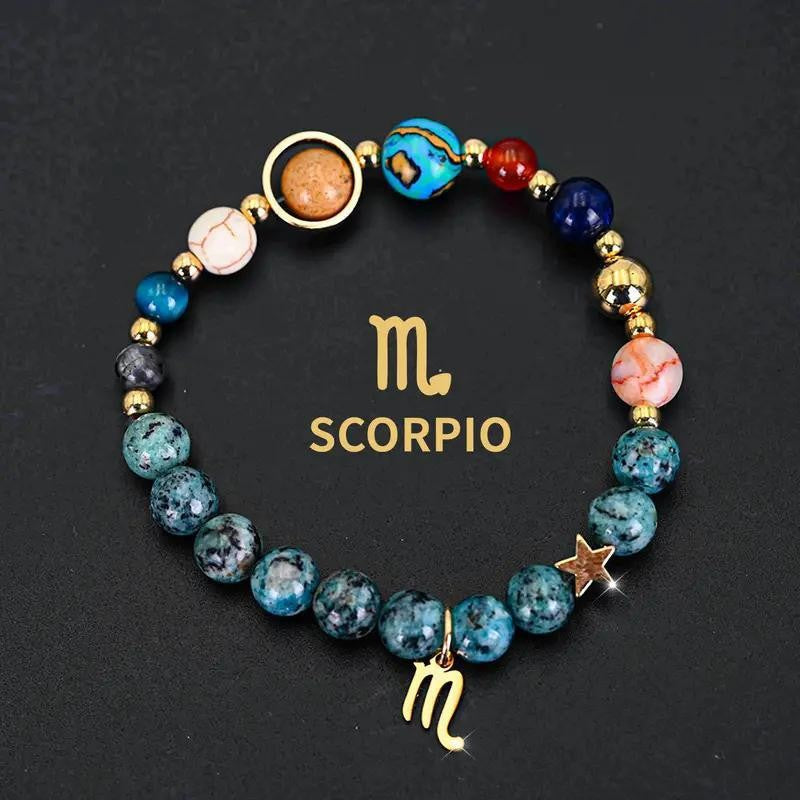 Planets Twee Constellations Natural Stone Blue Black Bracelet