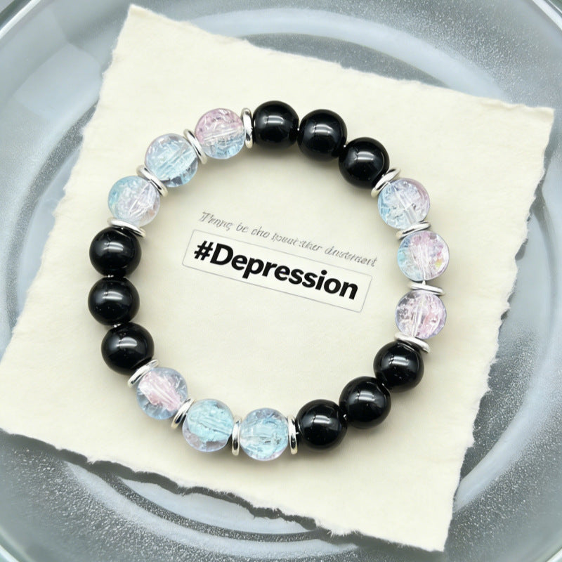 Xi Plaid Floral Colored Glaze Glass Bracelet