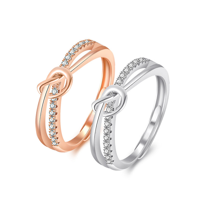 Single Row Diamond Knotted Female Korean Affordable Luxury Rings