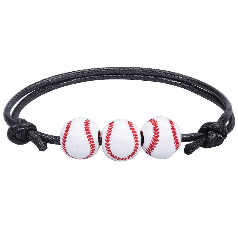 Basketball Baseball Wax Line Woven Softball Tennis Rugby Bracelets