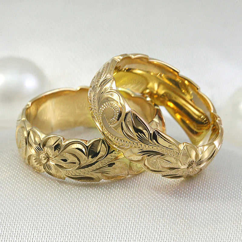 Women's Simple Fashion Textured Rose Flower Vintage Ring