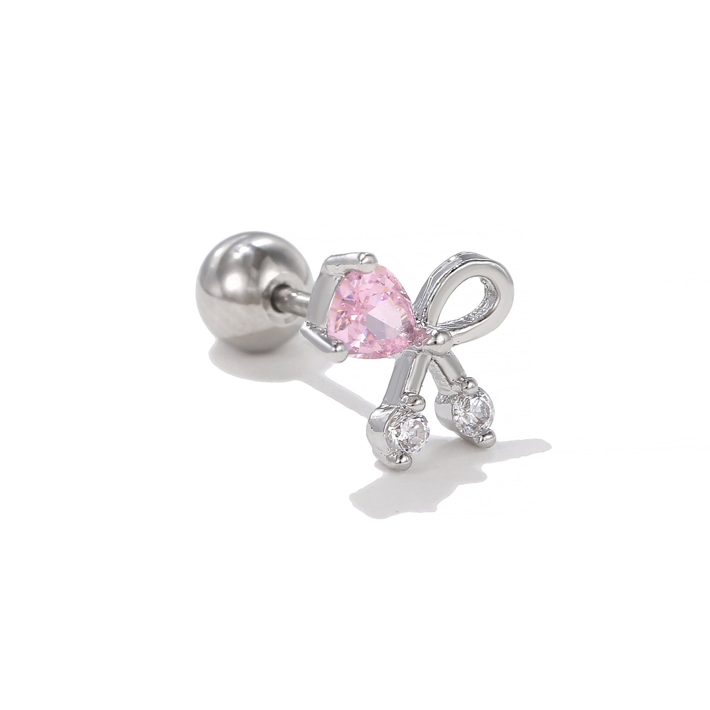 Pink Zircon Bow Suitable For Ear Bone Earrings