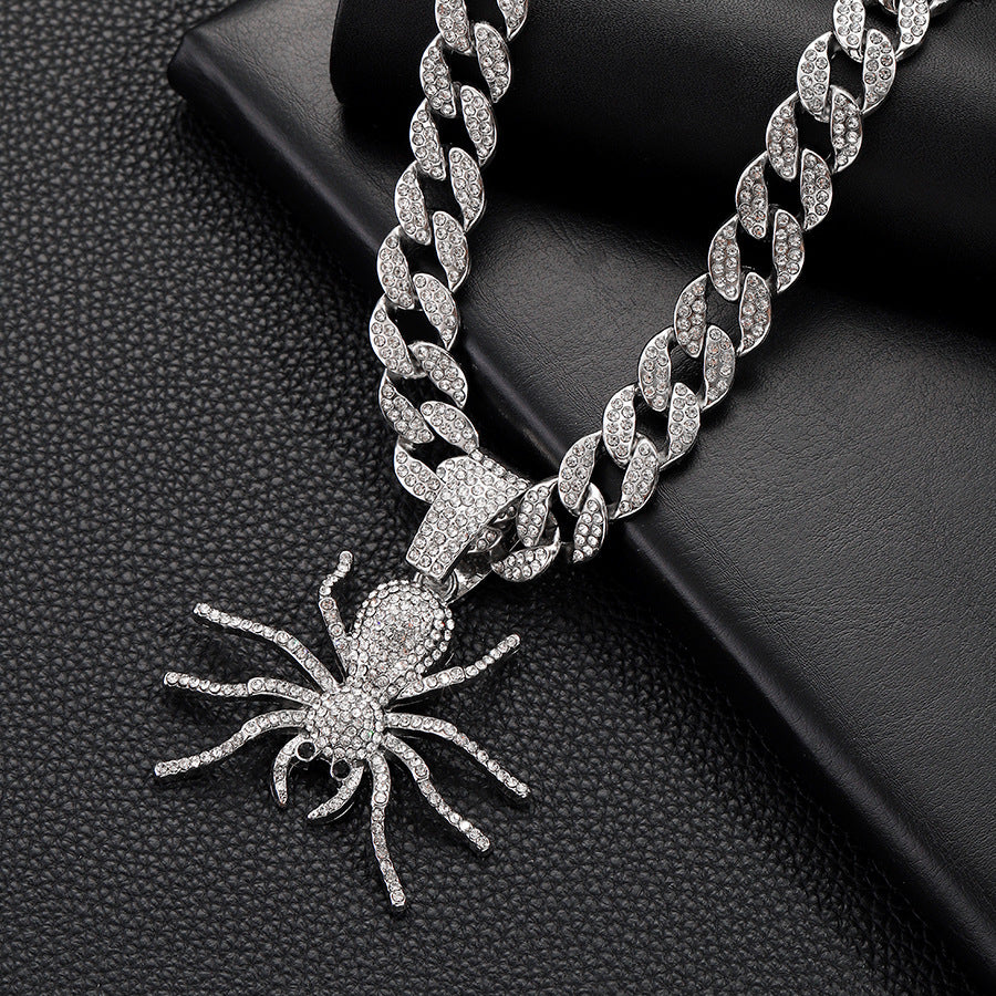 Hop Cool Full Diamond Spider Cuban Link Chain Necklaces