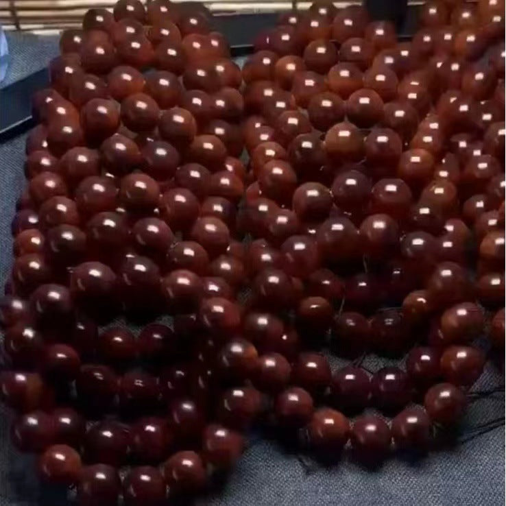 Black Oil High Density Wooden Prayer Beads Gentiana Pattern Bracelet
