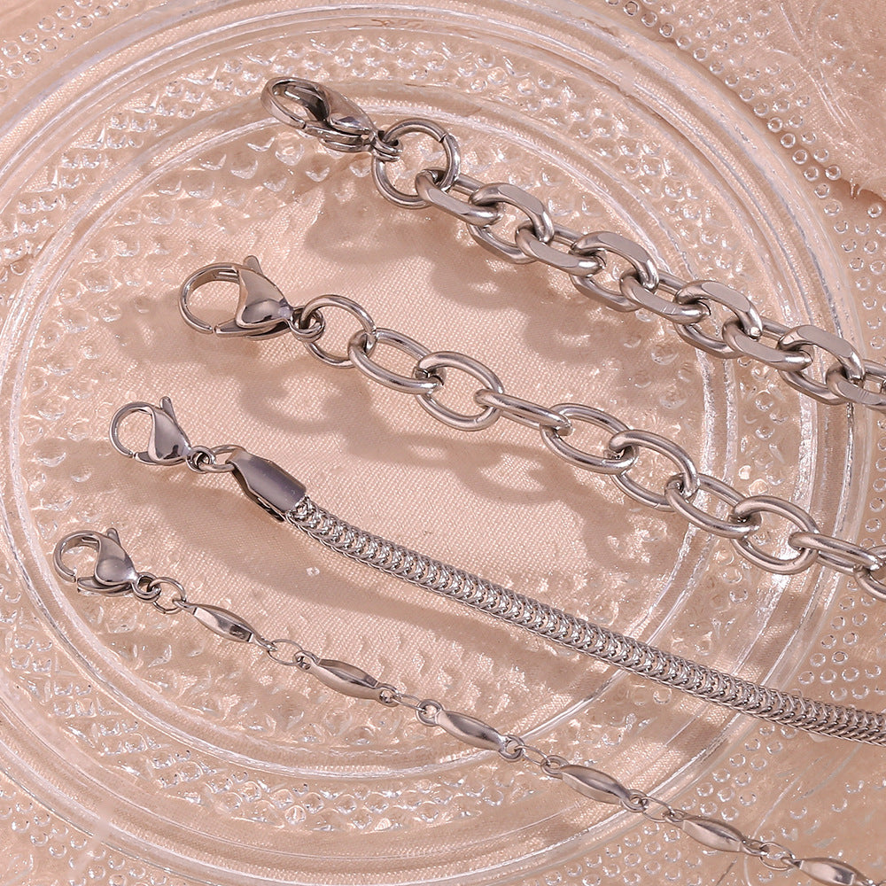 Women's Simple Fashion Personality Titanium Steel Choker Stainless Chain Pearl Bracelets
