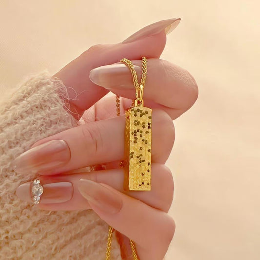 Women's & Men's Small Gold Bar Light Luxury Brick Necklaces