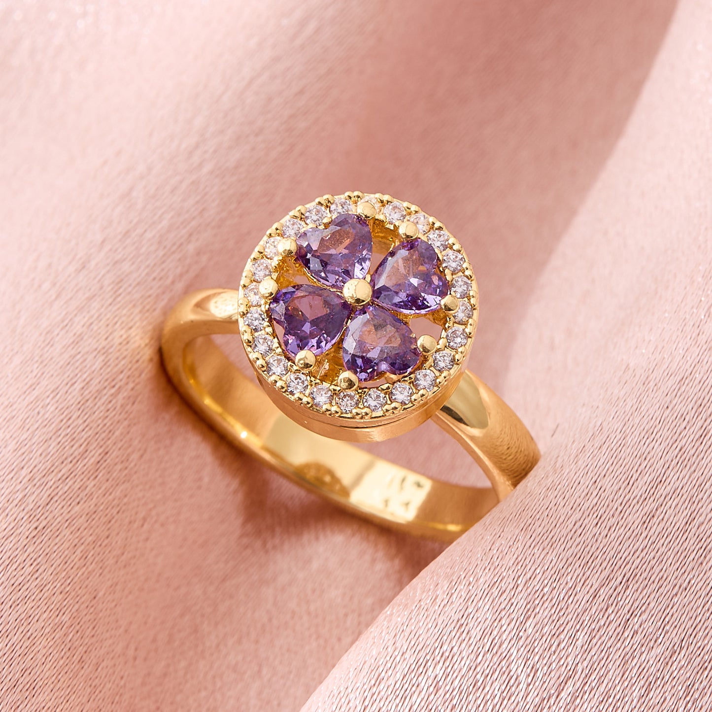 Valentine's Day Gift Flower Zircon Rotatable Ring