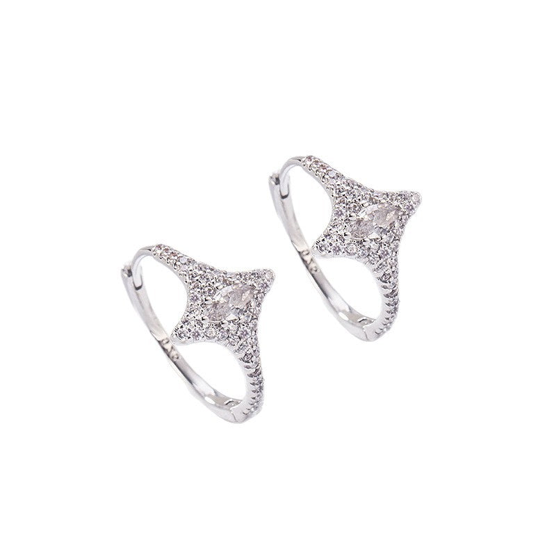 Full Rhinestone Zircon Four Stars Clip High-grade Light Luxury Ear Buckle